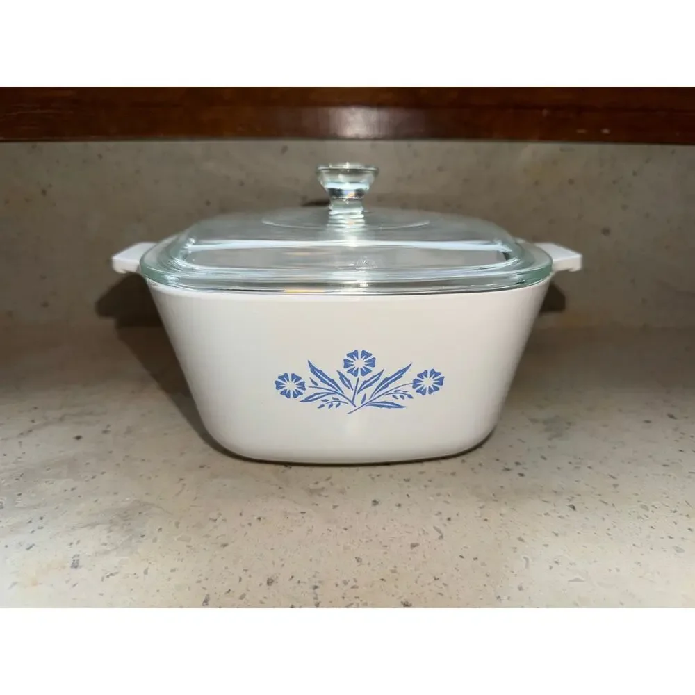Vintage CorningWare Blue Cornflower Petite Casserole Set W/ Pyrex Lids
